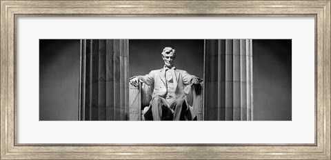 Framed Statue of Abraham Lincoln in a memorial, Lincoln Memorial, Washington DC Print