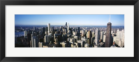 Framed Skyscrapers in a city, Hancock Building, Lake Michigan, Chicago, Cook County, Illinois, USA 2011 Print