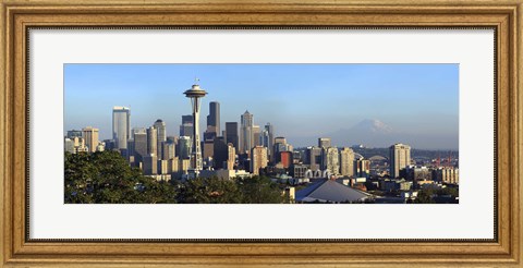 Framed Seattle city skyline with Mt. Rainier in the background, King County, Washington State, USA 2010 Print