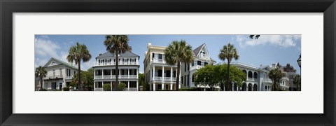 Framed Low angle view of houses along a street, Battery Street, Charleston, South Carolina Print
