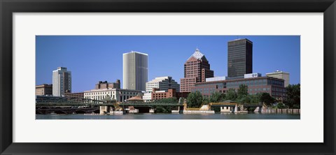 Framed Buildings at the waterfront, Genesee River, Rochester, Monroe County, New York State Print