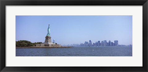 Framed Statue Of Liberty with Manhattan skyline in the background, Liberty Island, New York City, New York State, USA 2011 Print