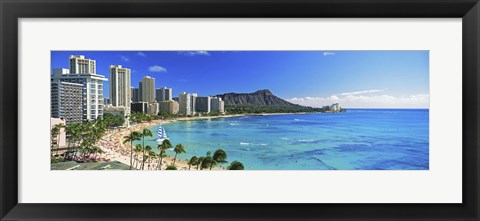 Framed Diamond Head, Waikiki Beach, Oahu, Honolulu, Hawaii Print
