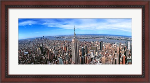 Framed Aerial view of New York City with empire state building, New York State Print