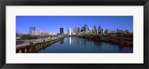 Framed Buildings at the waterfront, Philadelphia, Schuylkill River, Pennsylvania, USA Print