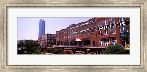 Framed Bricktown Mercantile building along the Bricktown Canal with Devon Tower in background, Bricktown, Oklahoma City, Oklahoma Print
