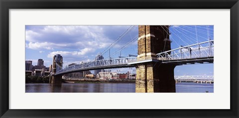 Framed John A. Roebling Bridge across the Ohio River, Cincinnati, Ohio Print