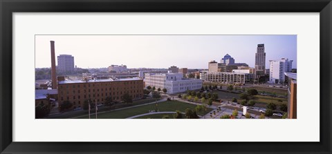 Framed High angle view of buildings in a city, Durham, Durham County, North Carolina, USA Print