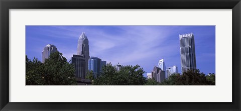 Framed Low angle view of skyscrapers in a city, Charlotte, Mecklenburg County, North Carolina, USA Print