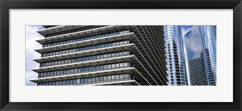 Framed Low angle view of buildings in a city, ExxonMobil Building, Chevron Building, Houston, Texas, USA Print