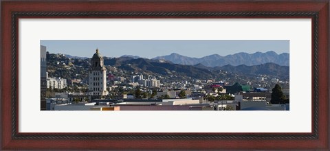 Framed High angle view of Beverly Hills, West Hollywood, Hollywood Hills, California Print