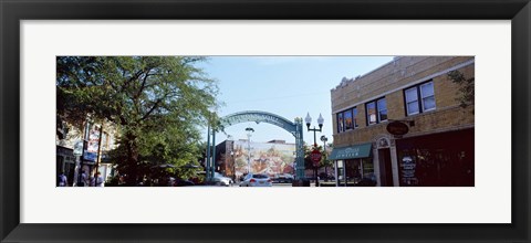 Framed Street scene, Lincoln Square, Chicago, Cook County, Illinois, USA Print
