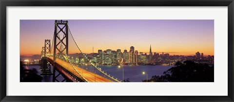 Framed San Francisco Bay Bridge At Dusk, California Print