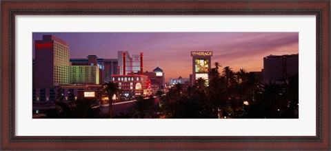 Framed Casinos At Twilight, Las Vegas, Nevada, USA Print