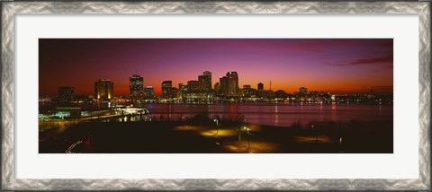 Framed Buildings lit up at night, New Orleans, Louisiana, USA Print
