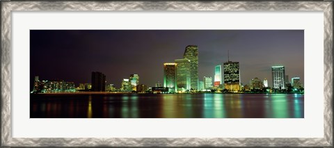 Framed Miami Skyline at Night Print