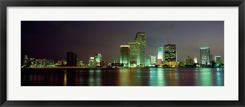 Framed Miami Skyline at Night Print