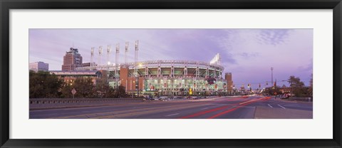 Framed Baseball stadium at the roadside, Jacobs Field, Cleveland, Cuyahoga County, Ohio, USA Print