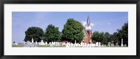 Framed Cemetery in front of a church, Clynmalira Methodist Cemetery, Baltimore, Maryland, USA Print