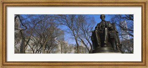 Framed Low angle view of a statue of Abraham Lincoln in a park, Grant Park, Chicago, Illinois, USA Print