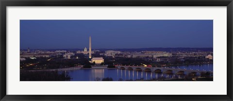Framed Bridge Over A River, Washington Monument, Washington DC, District Of Columbia, USA Print