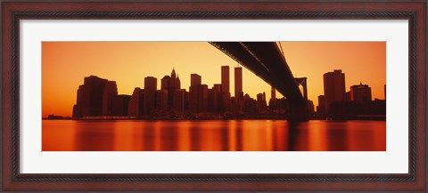Framed USA, New York, East River and Brooklyn Bridge Print