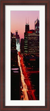 Framed Sunset Aerial Michigan Avenue Chicago IL USA Print