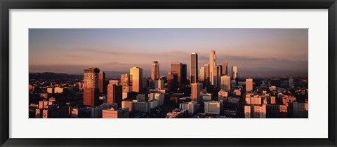 Framed Skyline At Dusk, Los Angeles, California, USA Print