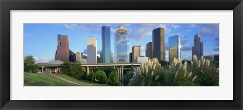 Framed Aerial View of Houston Skyscrapers, Texas Print