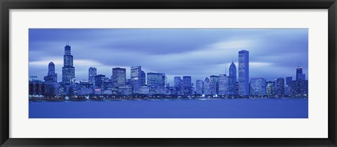 Framed Chicago Skline at Dusk (blue) Print
