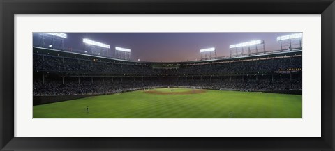Framed Spectators watching a baseball match in a stadium, Wrigley Field, Chicago, Cook County, Illinois, USA Print