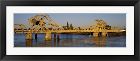 Framed Drawbridge across a river, The Sacramento-San Joaquin River Delta, California, USA Print