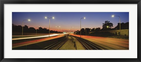 Framed Traffic Moving In The City, Mass Transit Tracks, Kennedy Expressway, Chicago, Illinois, USA Print