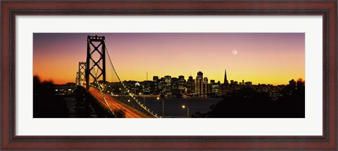 Framed San Francisco Bay Bridge with Moon in Sky Print