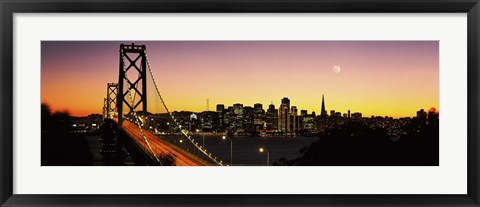 Framed San Francisco Bay Bridge with Moon in Sky Print