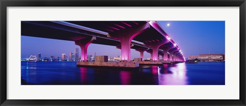 Framed MacArthur Causeway Biscayne Bay Miami FL USA Print