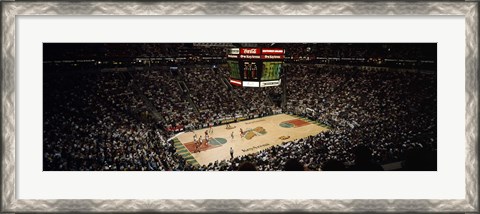 Framed Spectators watching a basketball match, Key Arena, Seattle, King County, Washington State, USA Print