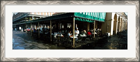 Framed Tourists at a coffee shop, Cafe Du Monde, Decatur Street, French Quarter, New Orleans, Louisiana, USA Print
