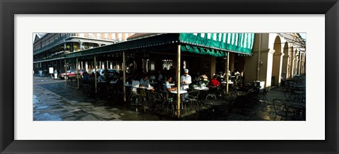 Framed Tourists at a coffee shop, Cafe Du Monde, Decatur Street, French Quarter, New Orleans, Louisiana, USA Print