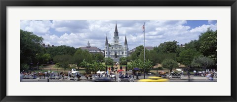 Framed Cathedral at the roadside, St. Louis Cathedral, Jackson Square, French Quarter, New Orleans, Louisiana, USA Print