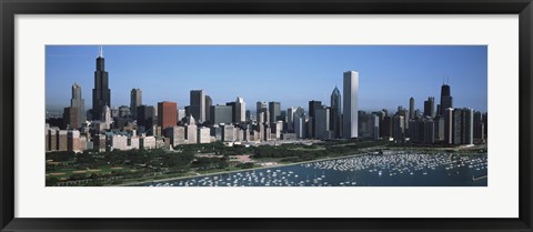 Framed Chicago Skyline with Water Print