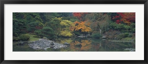 Framed Pond view in the Japanese Garden Seattle WA Print