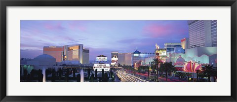 Framed Dark Blue Sky with Pink Coulds Over Las Vegas Print