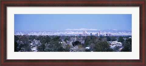 Framed Denver Skyline with Mountains Print