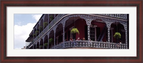 Framed People sitting in a balcony, French Quarter, New Orleans, Louisiana, USA Print