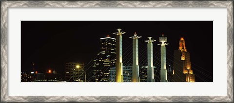 Framed Buildings lit up at night in a city, Bartle Hall, Kansas City, Jackson County, Missouri, USA Print