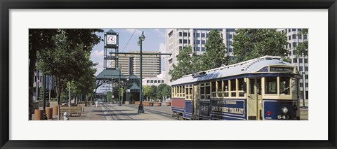 Framed View Of A Tram Trolley On A City Street, Court Square, Memphis, Tennessee, USA Print