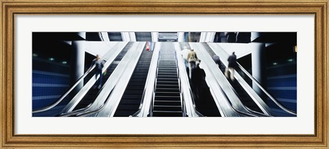 Framed Group of people on escalators at an airport, O&#39;Hare Airport, Chicago, Illinois, USA Print