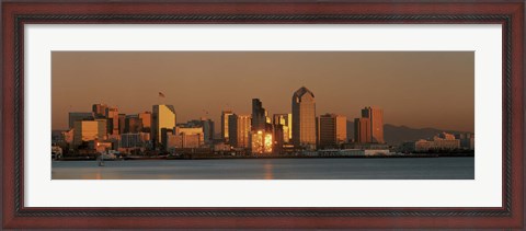 Framed San Diego Skyline at Sunset Print