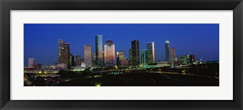 Framed Houston, Texas Skyline at Night Print